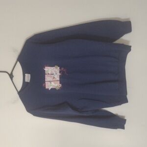 Top Stitch by Morning Sun‎ sweatshirt S Embroidered hummingbird logo navy blue